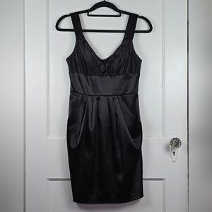 B. Smart Elegant Black Satin Mini Dress